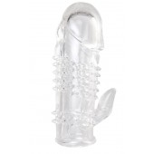 Прозрачная гелевая насадка с шипами и клиторальным отростком - 13 см. - Toyfa Basic - в Оренбурге купить с доставкой