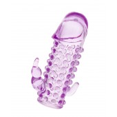 Закрытая фиолетовая насадка с 2 отростками - 13 см. - Toyfa Basic - в Оренбурге купить с доставкой