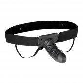 Чёрный полый страпон с вибрацией Unisex Vibrating Hollow Strap-On - 14 см. - Lux Fetish - купить с доставкой в Оренбурге