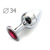 Коническая серебристая анальная втулка с малиновым кристаллом - 8,2 см. - Anal Jewelry Plug - купить с доставкой в Оренбурге