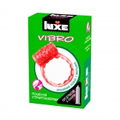 Розовое эрекционное виброкольцо Luxe VIBRO  Поцелуй стриптизёрши  + презерватив - Luxe - в Оренбурге купить с доставкой