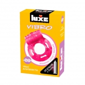 Розовое эрекционное виброкольцо Luxe VIBRO  Ужас Альпиниста  + презерватив - Luxe - в Оренбурге купить с доставкой