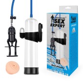 Прозрачная вакуумная вибропомпа Sex Expert с насадкой-вагиной - Sex Expert - в Оренбурге купить с доставкой