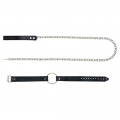 Черный поводок и чокер с кольцом Rada - Rebelts - купить с доставкой в Оренбурге