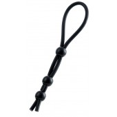 Черное лассо на пенис с тремя бусинами - A-toys - в Оренбурге купить с доставкой