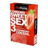 Презервативы для орального секса DOMINO Sweet Sex с ароматом клубничного коктейля  - 3 шт. - Domino - купить с доставкой в Оренбурге