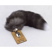 Серебристая анальная пробка с пушистым хвостиком - Sitabella - купить с доставкой в Оренбурге