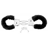Меховые чёрные наручники Beginner s Furry Cuffs - Pipedream - купить с доставкой в Оренбурге
