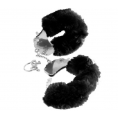 Металлические наручники Furry Love Cuffs с черным мехом - Pipedream - купить с доставкой в Оренбурге