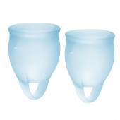 Набор голубых менструальных чаш Feel confident Menstrual Cup - Satisfyer - купить с доставкой в Оренбурге
