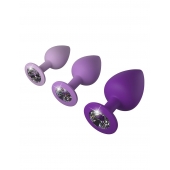 Набор из 3 фиолетовых анальных пробок со стразами Little Gems Trainer Set - Pipedream - купить с доставкой в Оренбурге