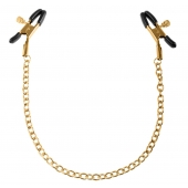 Чёрные с золотом зажимы на соски Gold Chain Nipple Clamps - Pipedream - купить с доставкой в Оренбурге