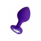 Фиолетовая анальная втулка Diamond Heart с прозрачным кристаллом - 8 см. - ToyFa - купить с доставкой в Оренбурге