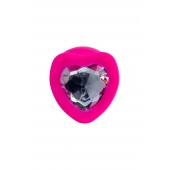 Розовая анальная втулка Diamond Heart с прозрачным кристаллом - 9,5 см. - ToyFa - купить с доставкой в Оренбурге