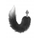 Серебристая анальная пробка с черным хвостом Galaxy - Lola Games - купить с доставкой в Оренбурге