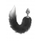 Серебристая анальная пробка с черным хвостом Starlit - Lola Games - купить с доставкой в Оренбурге