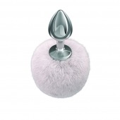 Серебристая анальная пробка с белым пушистым хвостиком Twinkle - Lola Games - купить с доставкой в Оренбурге