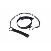 Черный ошейник Sin с поводком - Lola Games - купить с доставкой в Оренбурге