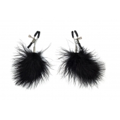 Зажимы на соски с черным пухом Euphoric - Lola Games - купить с доставкой в Оренбурге