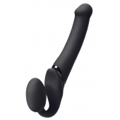Черный безремневой вибрострапон Silicone Bendable Strap-On M - Strap-on-me - купить с доставкой в Оренбурге