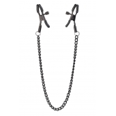 Черные зажимы на соски на цепочке BLAZE DELUXE NIPPLE CLAMPS - Dream Toys - купить с доставкой в Оренбурге