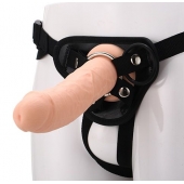 Черные трусики с телесной насадкой STRAP ON REAL DILDO - 21 см. - Dream Toys - купить с доставкой в Оренбурге