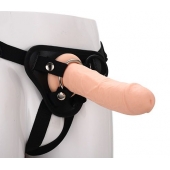 Черные трусики с телесной насадкой STRAP ON REAL DILDO - 21 см. - Dream Toys - купить с доставкой в Оренбурге