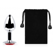 Серебристая анальная пробка с красным стразом - 7,2 см. - Anal Jewelry Plug - купить с доставкой в Оренбурге