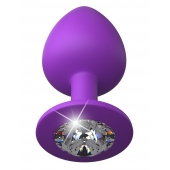 Фиолетовая анальная пробка со стразом Her Little Gem Large Plug - 9,5 см. - Pipedream - купить с доставкой в Оренбурге