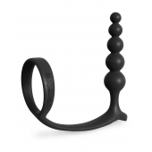 Черная анальная цепочка с эрекционным кольцом Ass-gasm Cockring Anal Beads - Pipedream - в Оренбурге купить с доставкой
