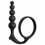 Черная анальная цепочка с эрекционным кольцом Ass-gasm Cockring Anal Beads - Pipedream - в Оренбурге купить с доставкой
