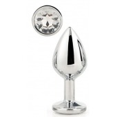 Серебристая анальная втулка с прозрачным кристаллом - 7,1 см. - Dream Toys - купить с доставкой в Оренбурге