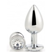 Серебристая анальная втулка с прозрачным кристаллом - 7,1 см. - Dream Toys - купить с доставкой в Оренбурге