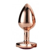 Золотистая анальная втулка с кристаллом-сердечком розового цвета - 7,1 см. - Dream Toys - купить с доставкой в Оренбурге