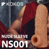 Телесная открытая насадка-реалистик с подхватом мошонки Nude Sleeve L - 14 см. - KOKOS - в Оренбурге купить с доставкой