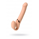 Телесный безремневой вибрострапон Vibrating Bendable Strap-On L - Strap-on-me - купить с доставкой в Оренбурге