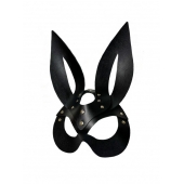 Черная кожаная маска зайки Miss Bunny - БДСМ Арсенал - купить с доставкой в Оренбурге