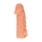 Телесная закрытая насадка с венками Cock Sleeve Size L - 17,6 см. - KOKOS - в Оренбурге купить с доставкой