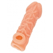 Телесная закрытая насадка с венками Cock Sleeve Size L - 17,6 см. - KOKOS - в Оренбурге купить с доставкой