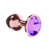 Пробка цвета розового золота с фиолетовым кристаллом Diamond Amethyst Shine L - 8,3 см. - Lola Games - купить с доставкой в Оренбурге