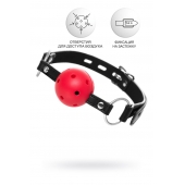 Красный кляп-шар на черных ремешках - ToyFa - купить с доставкой в Оренбурге