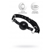 Черный кляп-шар на кожаных ремешках Anonymo - ToyFa - купить с доставкой в Оренбурге