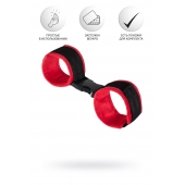 Красно-черные велюровые наручники Anonymo - ToyFa - купить с доставкой в Оренбурге