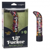 Черный мини-вибратор с цветочным принтом Lil Fucker Mini G-Spot Vibrator - 12,75 см. - California Exotic Novelties