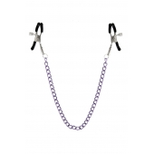 Зажимы для сосков с фиолетовой цепочкой Sweet Caress Nipple Chain - Sweet Caress - купить с доставкой в Оренбурге