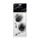 Зажимы на соски с черными пуховыми кисточками Sweet Caress Feather Nipple Clumps - Sweet Caress - купить с доставкой в Оренбурге