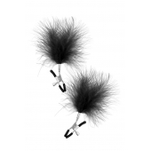 Зажимы на соски с черными пуховыми кисточками Sweet Caress Feather Nipple Clumps - Sweet Caress - купить с доставкой в Оренбурге