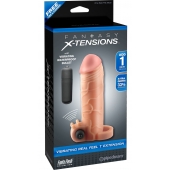 Телесная вибронасадка с кольцом  Vibrating Real Feel 1 Extension - 14 см. - Pipedream - в Оренбурге купить с доставкой