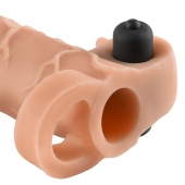 Телесная вибронасадка с кольцом Vibrating Real Feel 2 Extension - 16 см. - Pipedream - в Оренбурге купить с доставкой