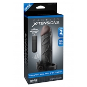 Чёрная вибронасадка с кольцом Vibrating Real Feel 2 Extension - 16 см. - Pipedream - в Оренбурге купить с доставкой